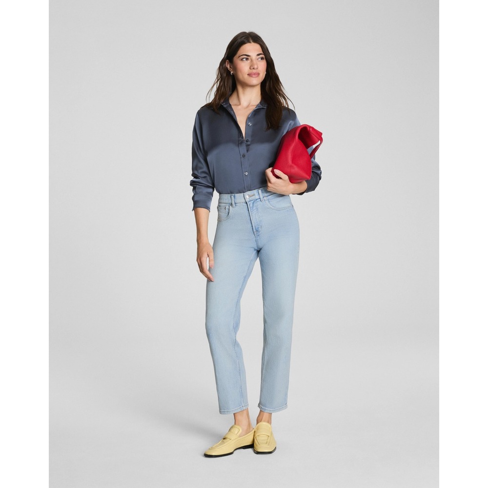 Spanx Womens Light Wash High Rise Straight Leg Denim Jeans Size 20